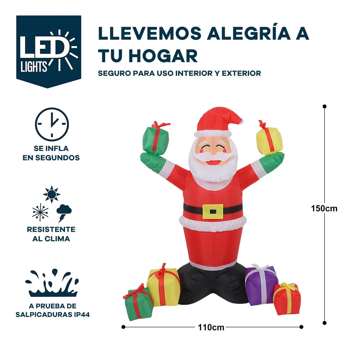 1.5m Navidad Inflables Navideños Papá Noel Con seis cajas de regalo