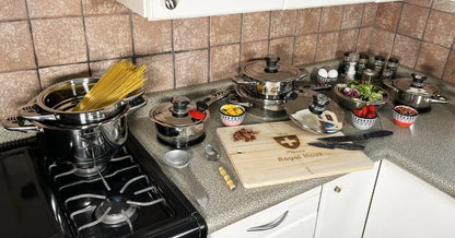 Batería de Cocina Acero Inoxidable 16pz. Royal (Grado Alimenticio)