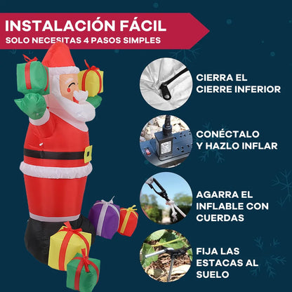 1.5m Navidad Inflables Navideños Papá Noel Con seis cajas de regalo