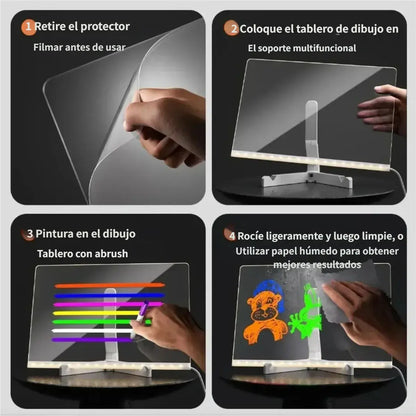 Pizarrón Mágico de Acrílico con Luz LED – Dale Brillo a tus Ideas