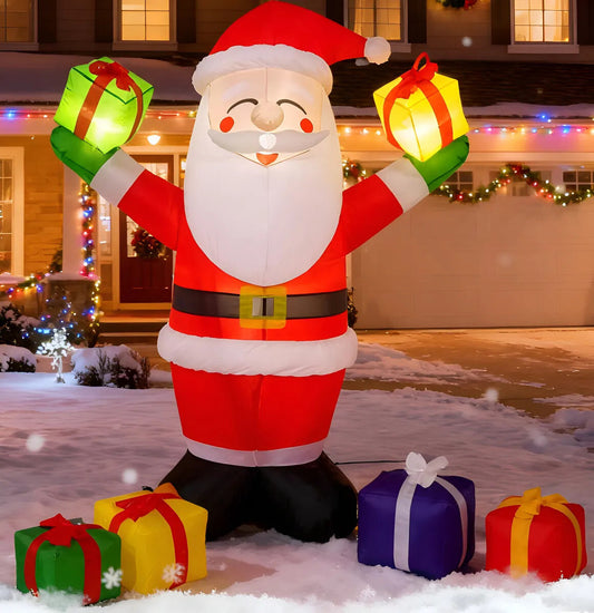 1.5m Navidad Inflables Navideños Papá Noel Con seis cajas de regalo