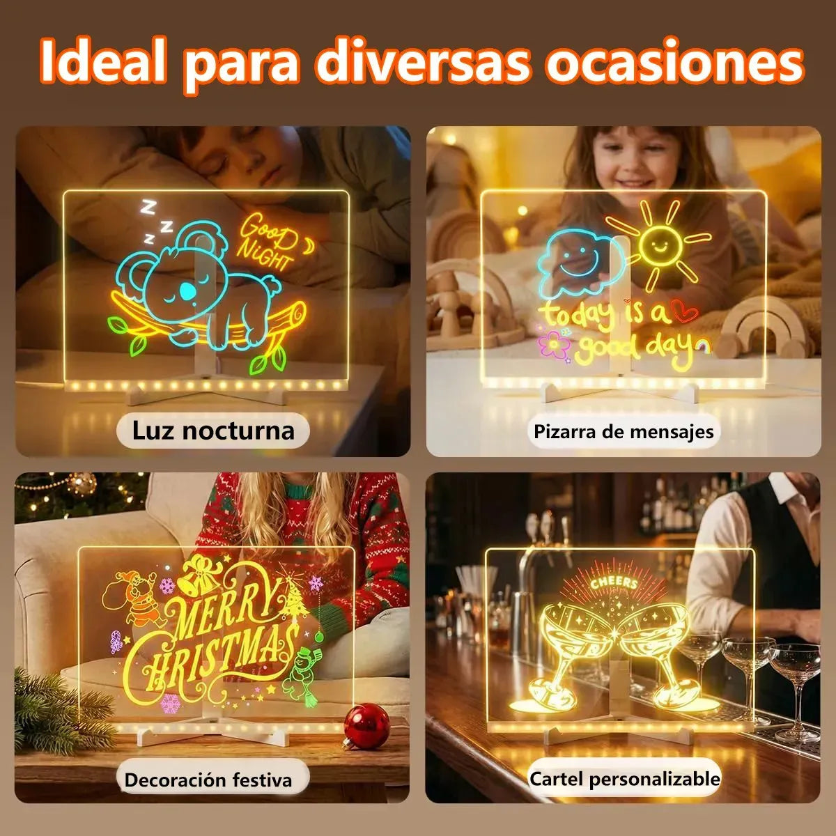 Pizarrón Mágico de Acrílico con Luz LED – Dale Brillo a tus Ideas